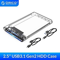 ORICO 2.5 Inch Transparent HDD Case SATA to USB 3.1 Gen2 10Gbps External Hard Drive Case HDD Enclosure SSD Disk Case Support UASP miniinthebox