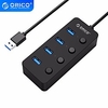 ORICO 4 Port USB 3.0 HUB With Individual Power Switches Multi USB Splitter OTG Adapter for PC Computer Laptop Accessories miniinthebox
