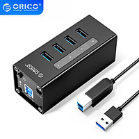 ORICO A3H4 Aluminum High Speed 4 Port USB 43.0 HUB with 12V Power Adapter Support BC1.2 Charging Splitter for MacBook miniinthebox