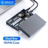 ORICO Dual Bay Aluminum M.2 NVME SSD Enclosure USB C 3.1 Gen2 10Gbps For M Key M/B Key NVME PCIe SSD With 5V4A Power Adapter miniinthebox
