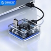 ORICO Transparent USB HUB 4 Ports 4USB3.0 Adapter Splitter Support External Micro USB Power Supply for Desktop Laptop Accessories miniinthebox