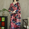 original design spring,  autumn and winter models chinese style cotton and linen printing loose retro large size dress long sleeve long robe miniinthebox
