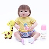 OtardDolls 18 inch Reborn Doll Girl Doll Baby Girl lifelike Hand Made Artificial Implantation Brown Eyes Cloth 3/4 Silicone Limbs and Cotton Filled Body with Clothes and Accessories for Girls