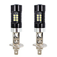 OTOLAMPARA 1 Pair Car LED Bulb H1 21W 360 Degrees Lightness 100% Aluminium Heat Dissipation All in One Design Plug and Play Spot Pattern Lighting Beam LED Headlight H1 Bulb White Color