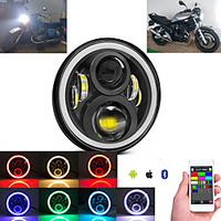 OTOLAMPARA 100W Motorcycle RGB LED Headlight H4 for Yamaha Road Star 1600/ 1700/ Silverado Multi-functional High Low Beam Headlamp with Angel Eye DRL 1pcs miniinthebox