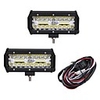 OTOLAMPARA 2pcs Car Light Bulbs 120W Integrated LED Work Light Bar Spot Flood Combo Offroad SUV ATV Driving Lamp 40LED 12000lm 6000K 1-To-2 Wiring Harness Kit