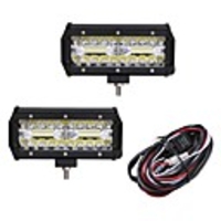 OTOLAMPARA 2pcs Car Light Bulbs 120W Integrated LED Work Light Bar Spot Flood Combo Offroad SUV ATV Driving Lamp 40LED 12000lm 6000K 1-To-2 Wiring Harness Kit