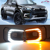 OTOLAMPARA Left/Right 2 Sides Car LED Daytime Running Light Bulbs for Toyota Hilux 2020-2022 Year White Amber Double Color Turn Signal DRL Function IP67 Waterproof Chrome Shell miniinthebox