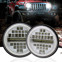 OTOLAMPARA New Arrival 230W 7 Rows LED Headlight H4 Double Colors Ring Angle Eye 4 in 1 Function Wrangler LED Headlight 2pcs miniinthebox