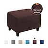 Ottoman Cover Velvet Slipcovers Rectangle Gray Footrest Sofa Slipcovers Footstool Protector Covers Stretch Fabric Storage Ottoman Covers High Spandex Velvet Slipcover Machine Washable