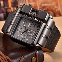 Oulm Casual Wristwatch Square Dial Wide Strap Men