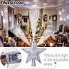 OurWarm Star Christmas Tree Topper LED Star Top Snowflake Projector Christmas Tree Decor Holiday XMAS Party Hanging Ornament
