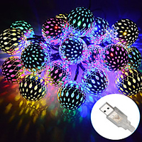 Outdoor Christmas Lights Strand Metal Moroccan Lighting 10-50 LEDs Waterproof Rope Lights AA Battery Box or USB Powered String Lights for Garden Wedding PartyIndoor Christmas DC5V miniinthebox
