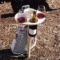 Outdoor Wine Table,  Folding Wine Table Stake,  Outdoor Wine Picnic Table,  Portable Wine Glasses Bottle Holder,  Snack and Cheese Holder Tray for Backyard Camping,  Beach,  Wood Wine Rack miniinthebox