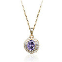 Oval Diamond Inlaid Top Grade Crystal Pendant Necklace