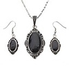 Oval Gem Earrings Necklace Jewelry Set