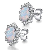oval opal stud earrings with cubic zirconia 18k rose gold plated for women 6x8mm