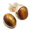 oval stud earrings with genuine multiple choice gemstones,  silver plated over solid copper,  comfort fit.