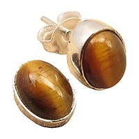 oval stud earrings with genuine multiple choice gemstones,  silver plated over solid copper,  comfort fit.