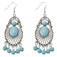 Oval Turquoise Silver Plated Earrings