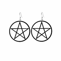 oversize hollow pentagram big circular earrings, exaggerated geometry acrylic dangle earrings for women girls party gifts (black)