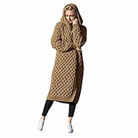 oversized loose fit long knitted sweater coat warm winter open front hooded cardigans brown miniinthebox