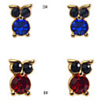 Owl Alloy Zircon Earring Sets(4 PCS)