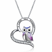 owl necklace sterling silver i love you forever heart owl gifts for women girls
