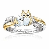owl ring animals shape two-tone rhinestone mother and child finger rings cartoon creative jewelry love gifts for daughter mom women girls i will always be with you