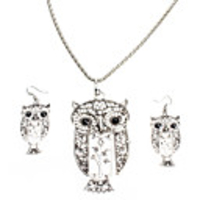 Owl Shape Alloy Necklace Earrings Jewelry Set