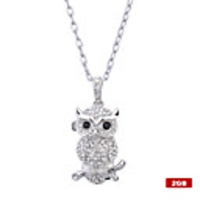 Owl Stainless Steel Crystal USB2.0 Flash Drive Necklace (2GB)