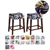 Pack of 2 Pieces Elastic Rectangle Bar Stool Covers Stretch Vanity Stool Cover Floral Graphic Chair Seat Slipcovers Counter Stool Cover Saddle Seat Covers Washable miniinthebox