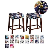 Pack of 2 Pieces Elastic Rectangle Bar Stool Covers Stretch Vanity Stool Cover Floral Graphic Chair Seat Slipcovers Counter Stool Cover Saddle Seat Covers Washable miniinthebox