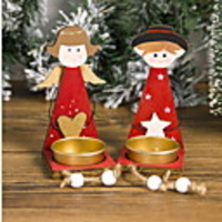 Painted Christmas Angel Girl Candlestick