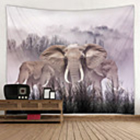 Painting Elephant Digital Printed Tapestry Decor Wall Art Tablecloths Bedspread Picnic Blanket Beach Throw Tapestries Colorful Bedroom Hall Dorm Living Room Hanging