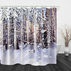 Painting Snow Forest Print Waterproof Fabric Shower Curtain for Bathroom Home Decor Covered Bathtub Curtains Liner Includes with Hooks