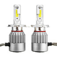 Pair C6 H4 72W 7600LM 6000k-6500K White IP68 COB Car LED Headlights High/Low Beam Lamp Bulb