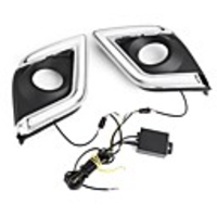 Pair LED DRL Daytime Running Lights White Turn Signal Lamp Yellow For Toyota Hilux Vigo 2015-2017