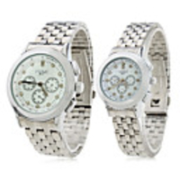 Pair of 8117 Alloy Analog Quartz Wrist Watches (Silver)