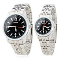 Pair of 9212 Alloy Analog Quartz Wrist Watches (Silver)