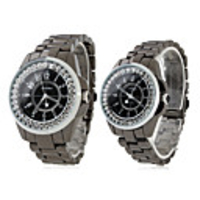 Pair of 9390 Alloy Analog Quartz Wrist Watches (Black)