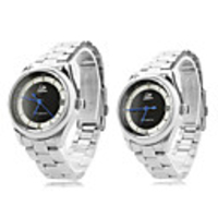 Pair of Alloy Analog Quartz Bracelet Watches 9384 SH1 (Silver)
