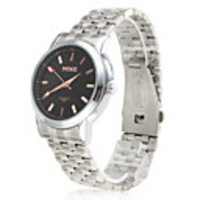 Pair of Alloy Analog Quartz Couple Watches with Black Face (Silver)
