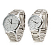 Pair of Alloy Analog Quartz Wrist Watch (Silver)