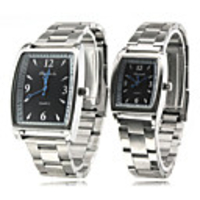 Pair of Alloy Analog Quartz Wrist Watch (Silver)