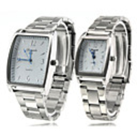 Pair of Alloy Analog Quartz Wrist Watch (Silver)