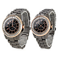 Pair of Alloy Analog Quartz Wrist Watches 9390 (Black)