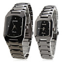 Pair of Alloy Analog Quartz Wrist Watches (Black)