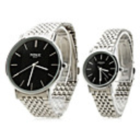 Pair of Alloy Analog Quartz Wrist Watches (Silver)
