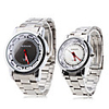 Pair of Analog Quartz Wrist Watch with Black and White Mixed Face (Silver)